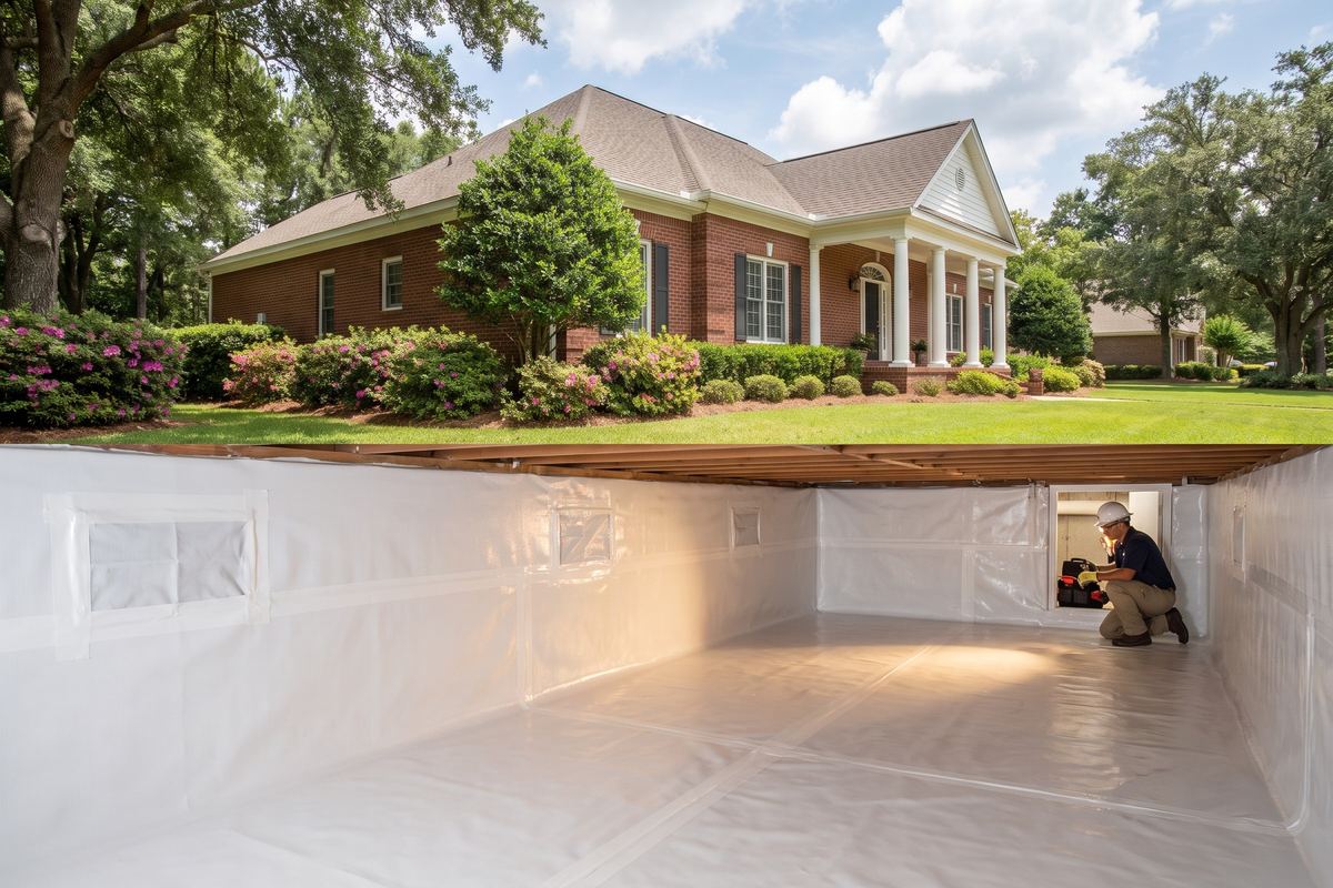 Crawl space sealed and dry in Helotes