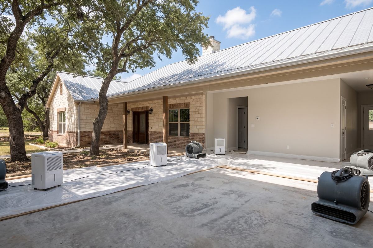Slab dried with dehumidifiers in Pearland